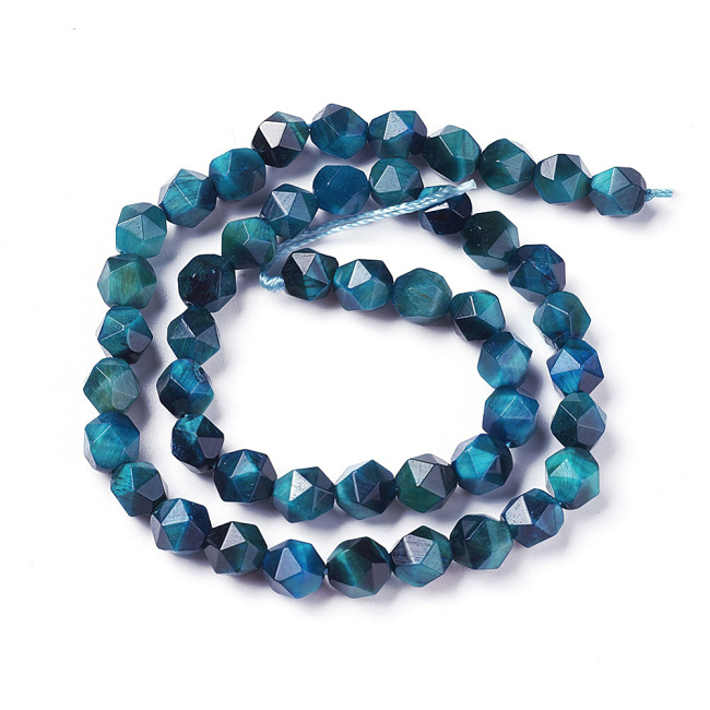 TYGŘÍ OKO, modrá kulička, faseta,  7-8mm