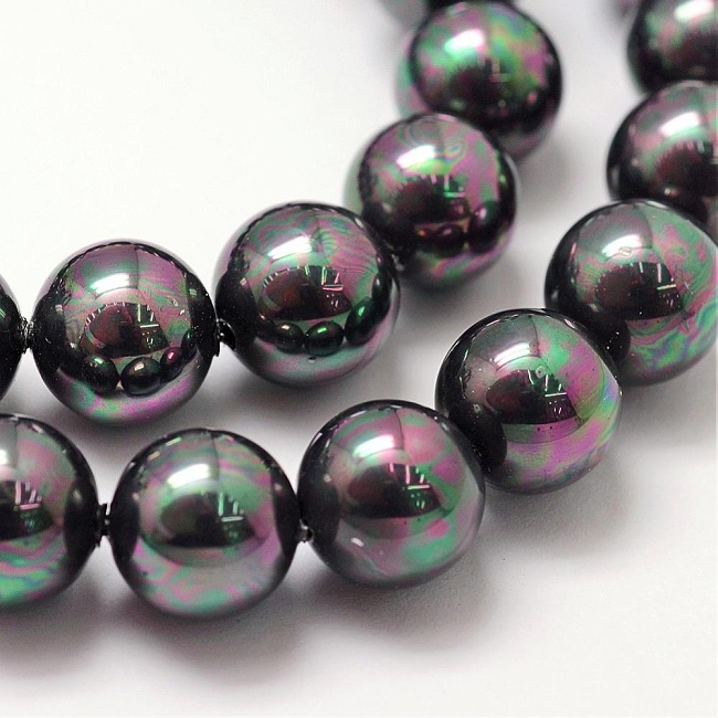 PERLIČKY MUŠLOVÉ, černé AB, 8mm