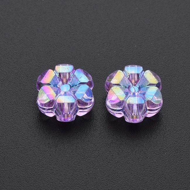 Fialová kytička, AB efekt, 10x5mm (10ks)
