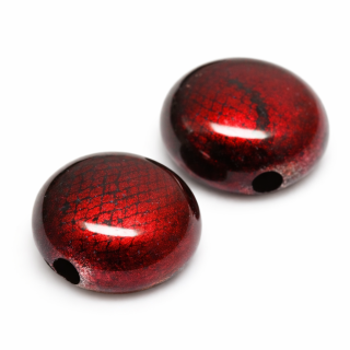 Červené kolečko, lesklé, 22x13mm
