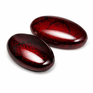 Červený oválek, lesklý, 28x19x10mm