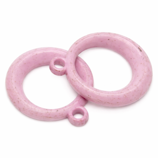 Růžové kolečko, broušené plošky, 32x27x6mm