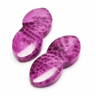 Fialový korálek, skvrnitý, 32x14x7mm