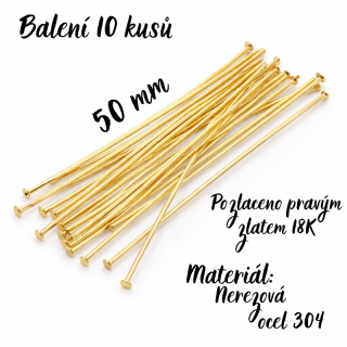 Zlatý nýt, nerezová ocel, 50mm (10ks)