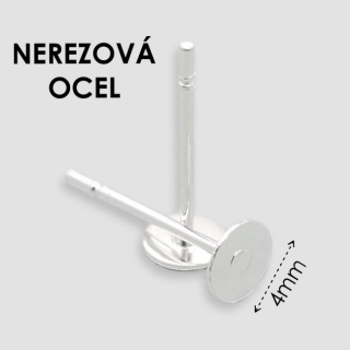 Stříbrná puzeta, nerezová ocel, s ploškou 4mm