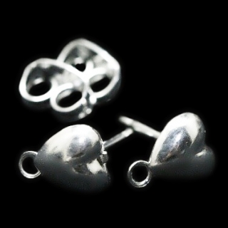 Stříbrná srdíčková puzeta, 7x5mm