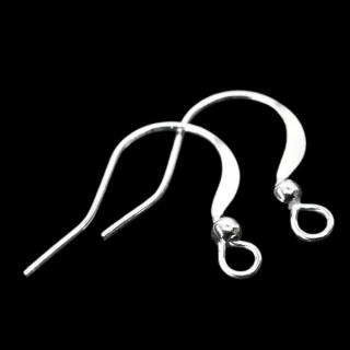 Stříbrný háček s kuličkou, 15mm /pár