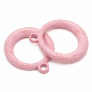 Růžové kolečko, broušené plošky, 32x27x6mm