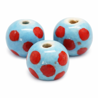Modrá kulička s puntíky, 17x15mm
