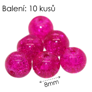 Růžové kuličky, 8mm (10ks)