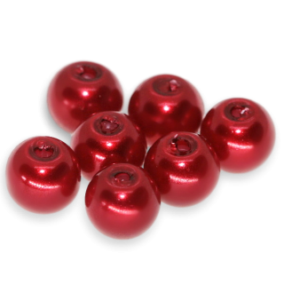 Červené kuličky, voskované, 6mm (20ks)