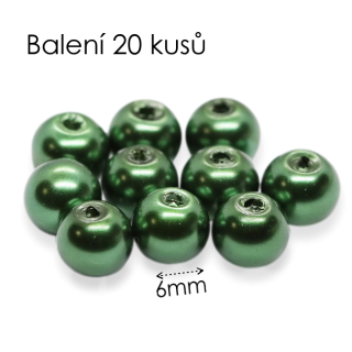 Zelené kuličky, voskované, 6mm (20ks)