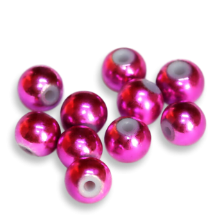 Růžové kuličky, metalic, 6mm (10ks)