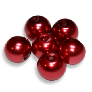 Červené kuličky, voskované, 8mm (10ks)
