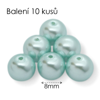 Modré kuličky, voskované, 8mm (10ks)