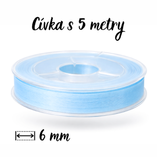 Modrá stuha, ORGANZA, 6mm (5m)