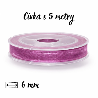 Růžová-fuchsiová stuha, ORGANZA, 6mm (5m)
