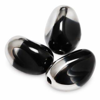 Černý, pokovený oválek, 13x9mm