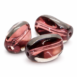 Fialový, pokovený oválek, 13x9mm