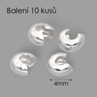 Zamačkávací korálky-stříbrné, 4mm (10ks)