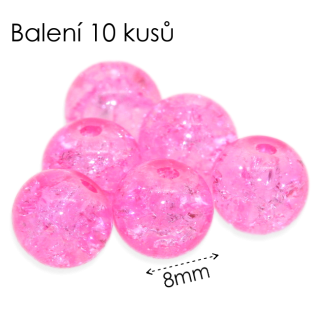Růžové kuličky, 8mm (10ks)