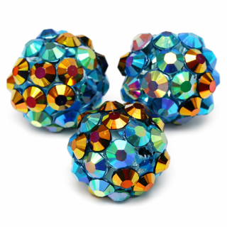Modro-hnědá, třpytivá kulička, 12mm