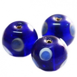 Modrá kulička s kolečky, 14x12mm