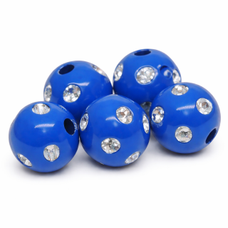 Modrá kulička, stříbrné puntíky, 10mm