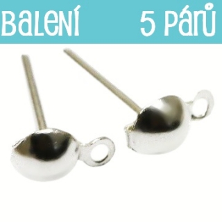 Stříbrná puzeta, 4mm (5 párů)