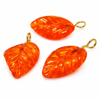 Oranžový lísteček s očkem, 26x16mm