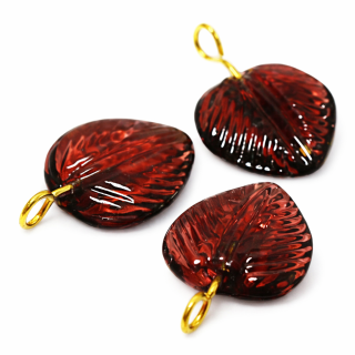 Fialový lísteček s očkem, 21x15mm