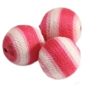 Růžová, omotaná kulička, 20mm