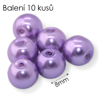 Fialové kuličky, voskované, 8mm (10ks)