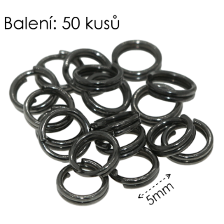 Antracit, dvojitý kroužek, 5mm (50ks)