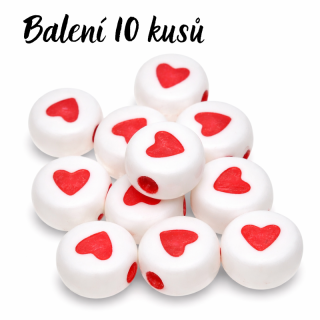 Bílé, srdíčkové korálky (10ks)