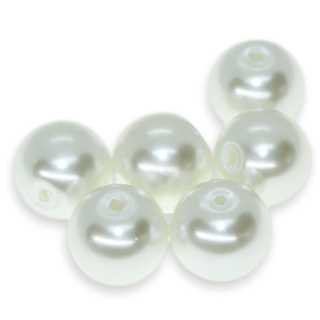 Bílé kuličky, voskované, 10mm (14ks)