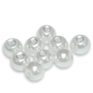 Bílé kuličky, voskované, 6mm (20ks)