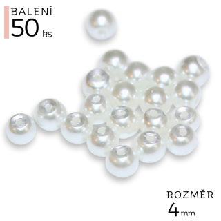 Bílé kuličky, voskované, 4mm (50ks)