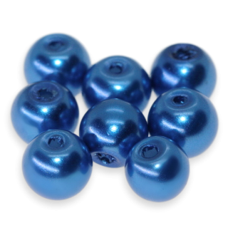 Modré kuličky, voskované, 6mm (20ks)