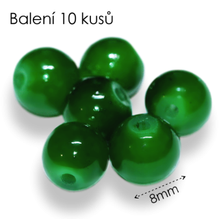Zelené kuličky, 8mm (10ks)