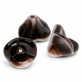 Hnědo-bílý zvoneček, 12x9mm (6ks)