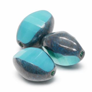 Modro-šedý oválek, 12x8mm (4ks)