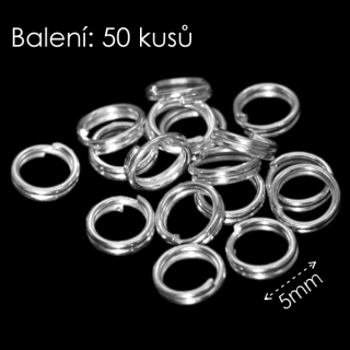 Stříbrný kroužek, dvojitý, 5mm (50ks)