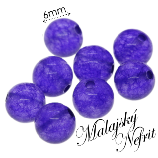 NEFRIT Malajský, fialový, 6mm