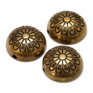 Starobronzová kytička, 15x9mm
