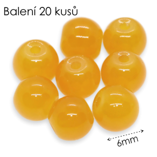 Žluté kuličky, 6mm (20ks)