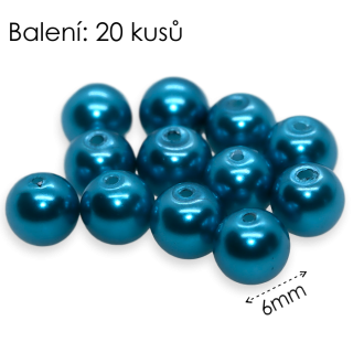 Tyrkysové kuličky, voskované, 6mm (20ks)