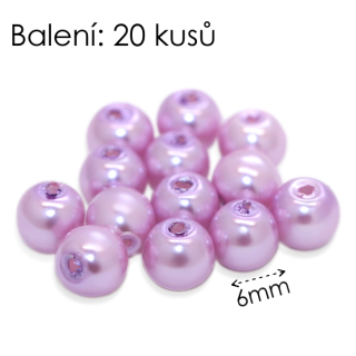 Fialové kuličky, voskované, 6mm (20ks)