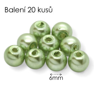Zelené kuličky, voskované, 6mm (20ks)
