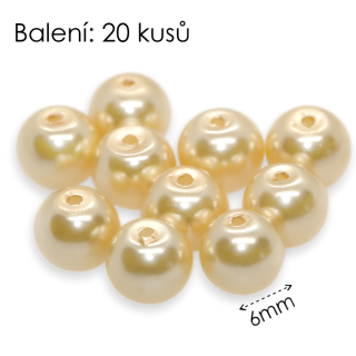 Žluté kuličky, voskované, 6mm (20ks)